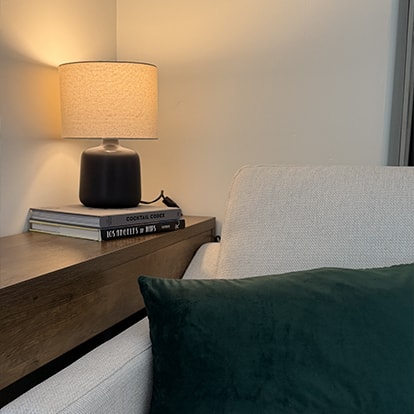 A bedside lamp